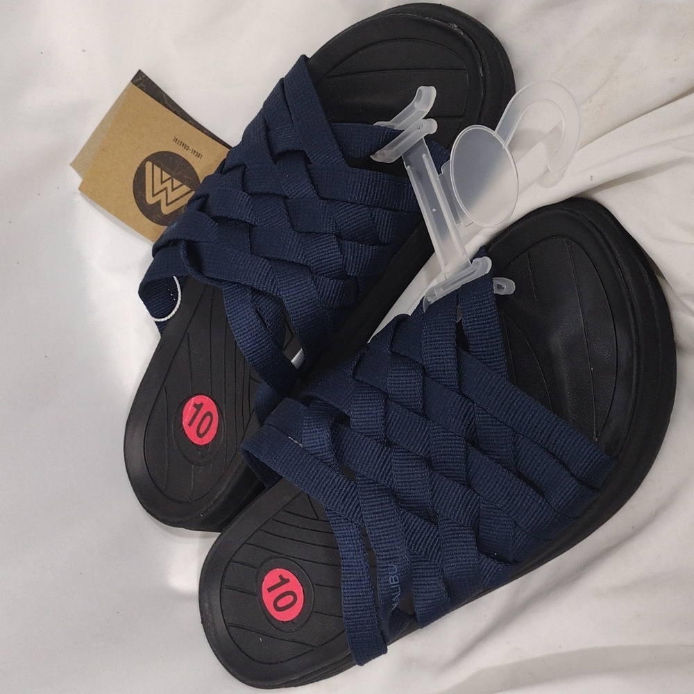 NWT Malibu Navy/Black Zuma Slip On Sandals Mens Size 10